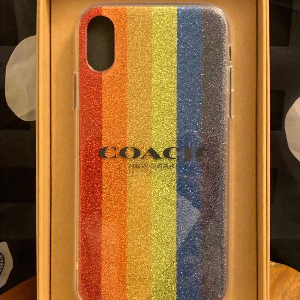 COACH RAINBOW GLITTER IPHONE XR CASE F75856 NWT